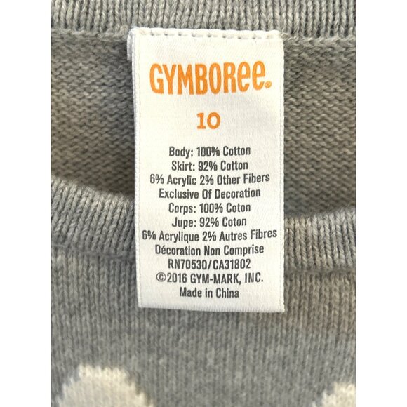 Retro Gymboree Bunny Sweater Dress Gray Knit Fair Isle Winter Novelty Girl Sz 10 - Picture 3 of 4